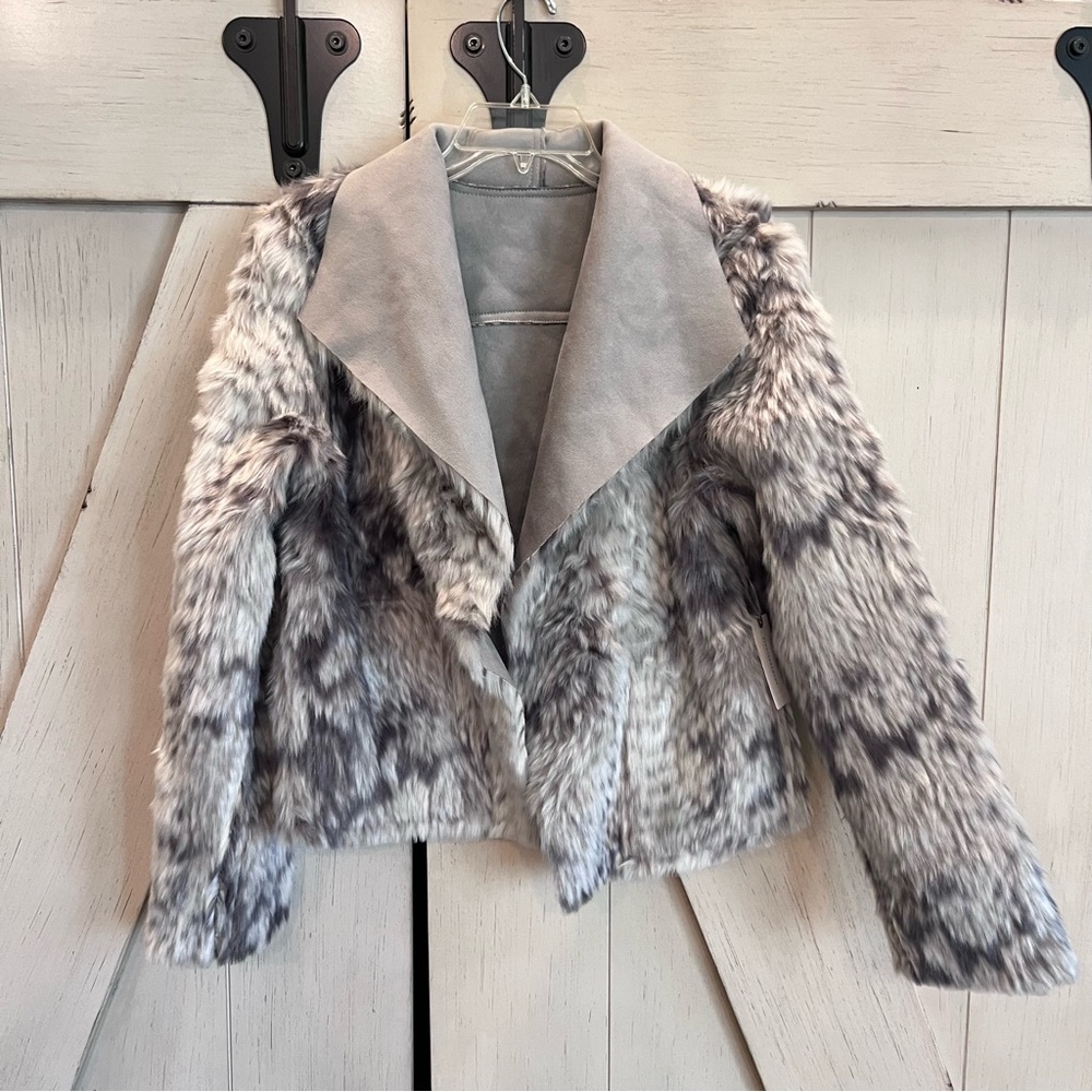 NWT Anthropologie Faux-Suede Reversible Moto Jacket Silver Marrakech Size Small